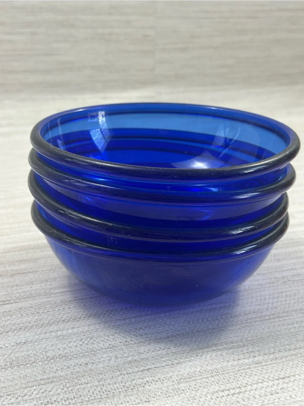 Vintage Cobalt Blue Glass Bowls. Set of 4.